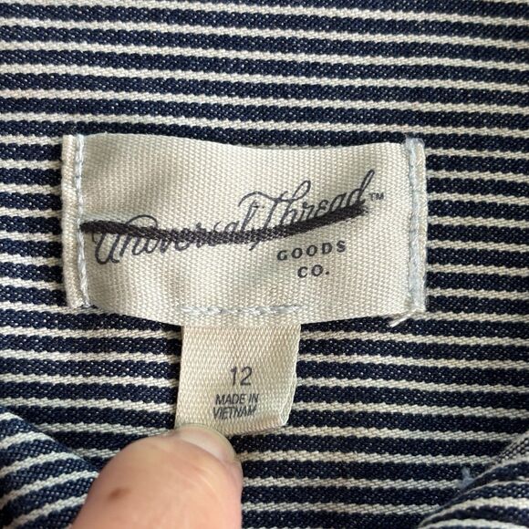 Universal Thread Short Sleeve Blue Stripe Denim Romper size 12 - NEW! - Picture 8 of 9